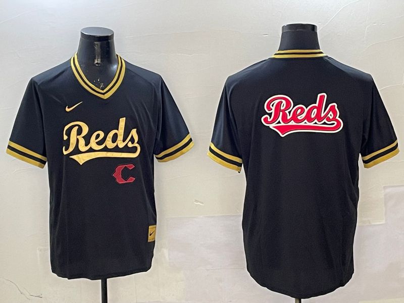 Men Cincinnati Reds Blank Black Gold Game 2025 Nike MLB Jersey style 6